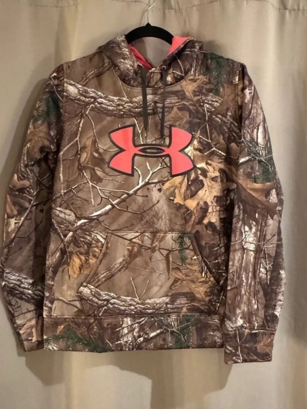 Under Armour Camo Hoodie with Pink Logo